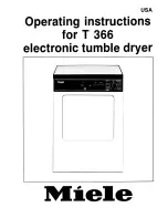 Miele T 366  VENT ED DRYER - OPERATING Operating Manual предпросмотр