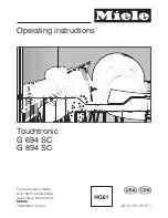 Предварительный просмотр 1 страницы Miele TOUCHTRONIC G 694 SC Operating Instructions Manual