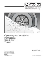 Preview for 1 page of Miele TOUCHTRONIC T 9820 Operating And Installation Instructions