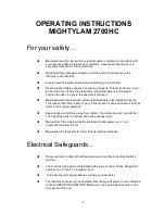 Preview for 4 page of MIGHTYLAM 2700HC Operating Instructions Manual