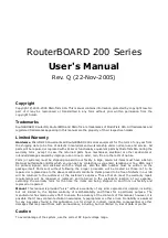 Preview for 1 page of MikroTik RouterBOARD 200 Series User Manual