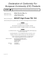 Предварительный просмотр 3 страницы Miller Electric MIGHT High Power TIG 150 Owner'S Manual