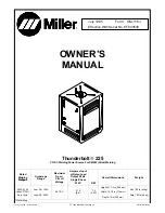 Предварительный просмотр 1 страницы Miller Thunderbolt 225 Owner'S Manual