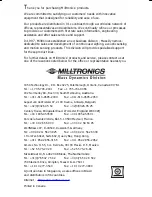 Предварительный просмотр 2 страницы Milltronics Accumass BW100 Instruction Manual