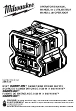 Предварительный просмотр 1 страницы Milwaukee CARRY-ON 2845-20 Operator'S Manual