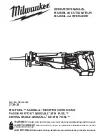 Milwaukee M18 FUEL SAWZALL 2720-20 Operator'S Manual предпросмотр