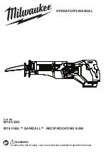 Preview for 1 page of Milwaukee M18 FUEL SAWZALL CSX2 Operator'S Manual