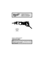 Предварительный просмотр 1 страницы Milwaukee SAWZALL 6509-31 Operator'S Manual