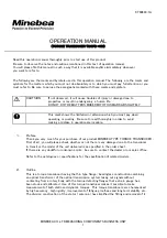 Minebea TWOFB-NM Series Operation Manual preview