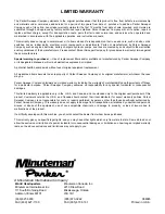 Preview for 14 page of Minuteman Parker TE9036 Operation Service Parts Care