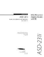 Miranda ASD-231i Installation And Operation Manual предпросмотр