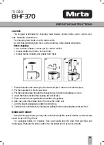 Предварительный просмотр 21 страницы Mirta BHF370 Operating Instructions Manual