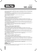 Предварительный просмотр 38 страницы Mirta MC-2212 Operating Instructions Manual