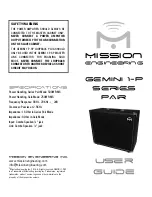 Предварительный просмотр 1 страницы Mission Gemini 1-P series User Manual