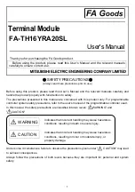 Предварительный просмотр 1 страницы MITSUBISHI ELECTRIC ENGINEERING FA Goods FA-TH16YRA20SL User Manual