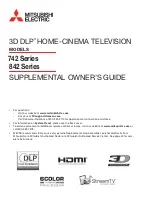 Mitsubishi Electric 3D DLP 742 Series Owner'S Manual preview