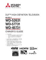 Preview for 1 page of Mitsubishi Electric DLP WD-52631 Owner'S Manual