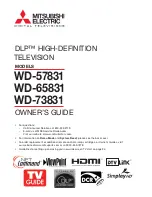 Preview for 1 page of Mitsubishi Electric DLP WD-57831 Owner'S Manual