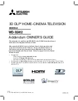 Preview for 1 page of Mitsubishi Electric DLP WD-92A12 Addendum Owner'S Manual