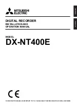 Preview for 1 page of Mitsubishi Electric DX-NT400E Installation And Operation Manual