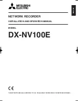 Предварительный просмотр 1 страницы Mitsubishi Electric DX-NV100E Installation And Operation Manual