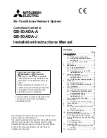 Предварительный просмотр 1 страницы Mitsubishi Electric GB-50ADA-A Installation Instructions Manual