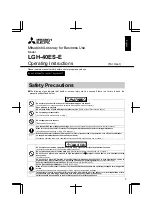 Preview for 1 page of Mitsubishi Electric Lossnay LGH-40ES-E Operating Instructions