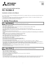 Mitsubishi Electric Lossnay PZ-70CSW-E Installation And Instruction Manual preview