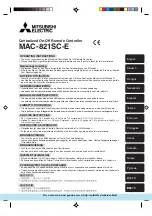 Mitsubishi Electric MAC-821SC-E Operating Instructions Manual preview