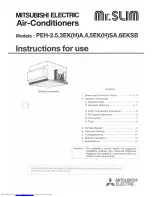 Mitsubishi Electric Mr.Slim PEH-2.5EKHA Instructions For Use Manual preview