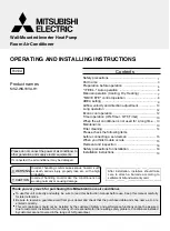 Предварительный просмотр 27 страницы Mitsubishi Electric MSZ-WG18VA-H1 Operating And Installing Instructions