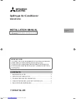 Preview for 1 page of Mitsubishi Electric MXZ-2B52VA Installation Manual