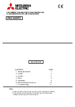 Предварительный просмотр 1 страницы Mitsubishi Electric PAC-205FC Manual