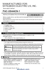 Предварительный просмотр 1 страницы Mitsubishi Electric PAC-US444CN-1 Installation And Instruction Manual