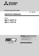 Предварительный просмотр 1 страницы Mitsubishi Electric Plasma Quad Connect MAC-100FT-E Service Manual