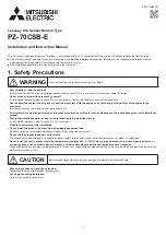 Preview for 1 page of Mitsubishi Electric PZ-70CSB-E Installation And Instruction Manual