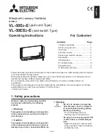 Предварительный просмотр 1 страницы Mitsubishi Electric VL-50ES2-E Operating Instructions Manual