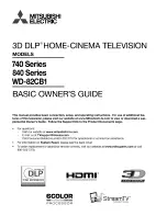 Предварительный просмотр 1 страницы Mitsubishi DLP WD-82CB1 Basic Owner'S Manual