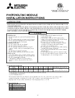 Mitsubishi PV-MJE265FB Installation Instructions предпросмотр