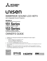 Mitsubishi UNISEN LT-40151 Owner'S Manual предпросмотр