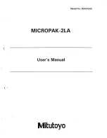 Предварительный просмотр 1 страницы Mitutoyo MICROPAK-2LA User Manual