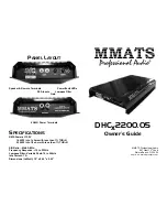 MMATS Professional Audio DHCx2200.05 Owner'S Manual preview