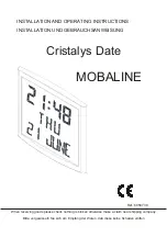 Preview for 1 page of Mobatime MOBALINE Cristalys Date Installation And Operating Instructions Manual