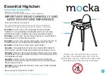 Mocka Essential Highchair Assembly Instructions preview