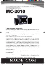 Предварительный просмотр 3 страницы Mode com MC-2010 User Manual