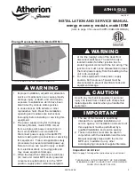 Preview for 1 page of Modine Manufacturing Atherion ERM Installation And Service Manual