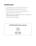 Preview for 9 page of ModWright Instruments KWA 150 Owner'S Manual