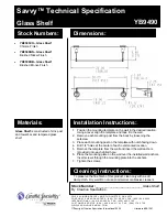 Preview for 1 page of Moen Glass Shelf YB9490 Technical Specifications