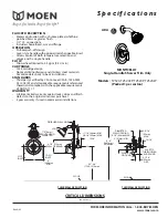 Moen Monticello T2524W Specification Sheet предпросмотр