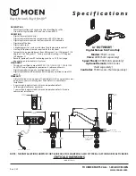 Moen T9221 Series Specifications предпросмотр